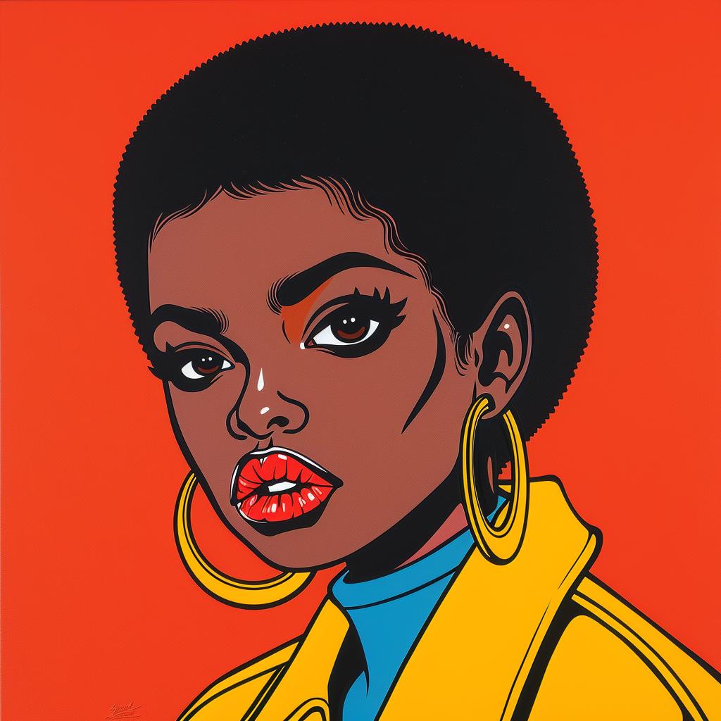 مراهقة أفريقية ترسم امرأة بأقراط، صورة شخصية، واقعية ملونة، تعبير ثقافي 1024289