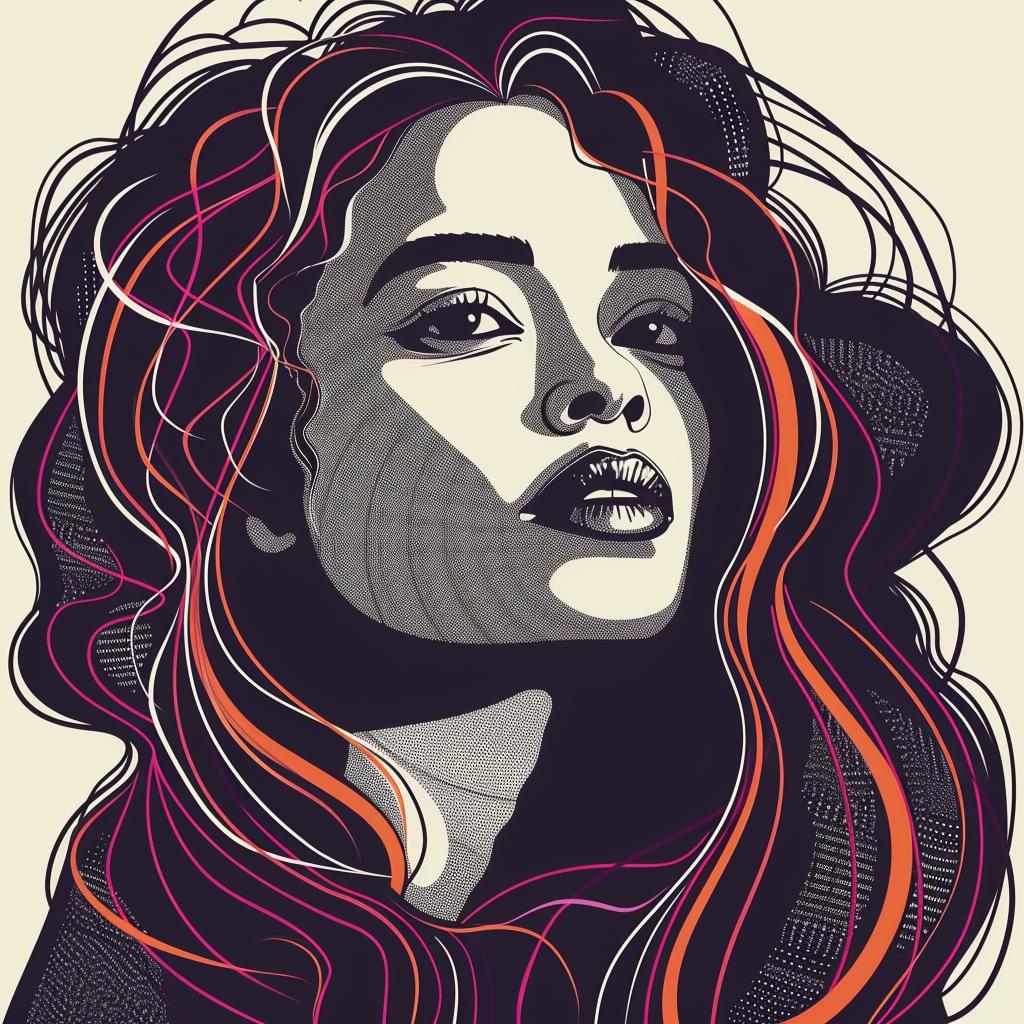 Pop Art  African-American  model  female  Patrick Nagel  portrait  long hair  afro  white  background 937597