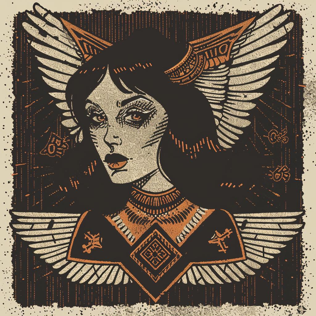 heraldry  art  Egyptian  woman  wings  eagle  head  spiritual  occult  introspective 932329