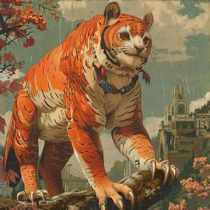 tiger  painting  branch  chromolithography  nature  wildlife  colorful  vibrant  realistic  animal 1059643