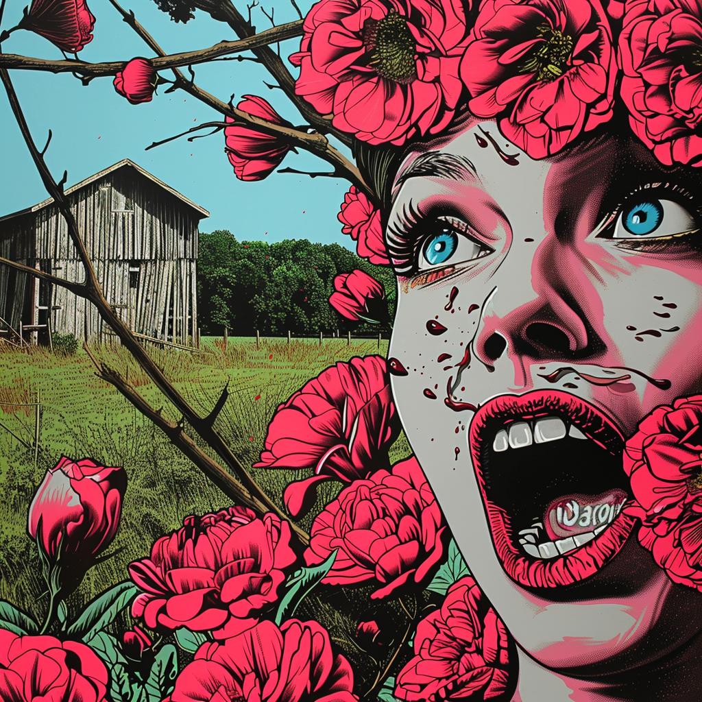 surreal  album  cover  women  flowers  hyper-realistic  Magritte  Cloonan  screenprinting  art 1027197