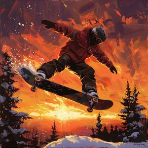 snowboarder  sunset  airborne  dynamic  winter  sport  vibrant  action  extreme  sky 1079843