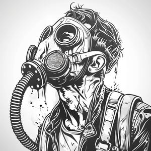 gasmask  man  drawing  portrait  surreal  black  white  illustration  abstract  art 1070783