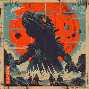 godzilla  poster  monsters  synthwave  design  bold  colors  graphic  art  illustration 1038754