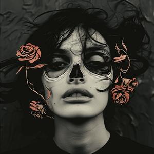 woman  skull  makeup  roses  portrait  Alessio Albi  Richard Avedon  colorful  dramatic  symbolic 1063398