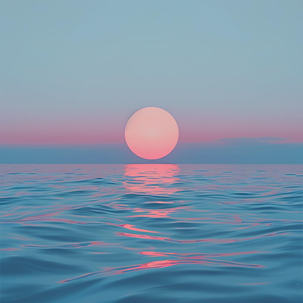 album  art  sunset  ocean  hyper-realistic  playful  animation  minimalist  3D  depth 936719