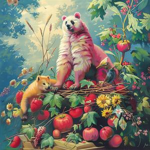 painting  bear  bird  garden  nature  wildlife  flora  vibrant  colorful  art 1058344