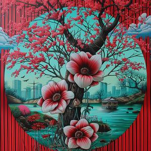 city  flowers  tree  background  street-art  symmetry  japanese  elements  colorful  graffiti 1037769