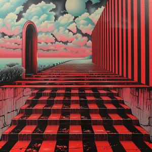 chromolithography minimal staircase red modern abstract door Rodchenko Escher El Lissitzky 1037766