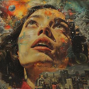 art  JoshJezebel  metaphysical  gouache  fisheye  figurative  city  suspended  detailed  composition 1077955