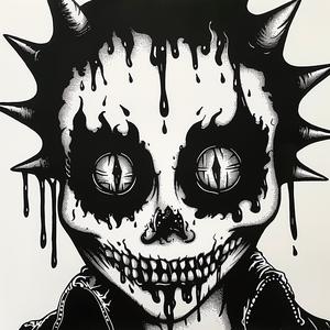 skeleton  drawing  spikes  face  expression  artistic  creative  contemporary  modern  unique 1072581