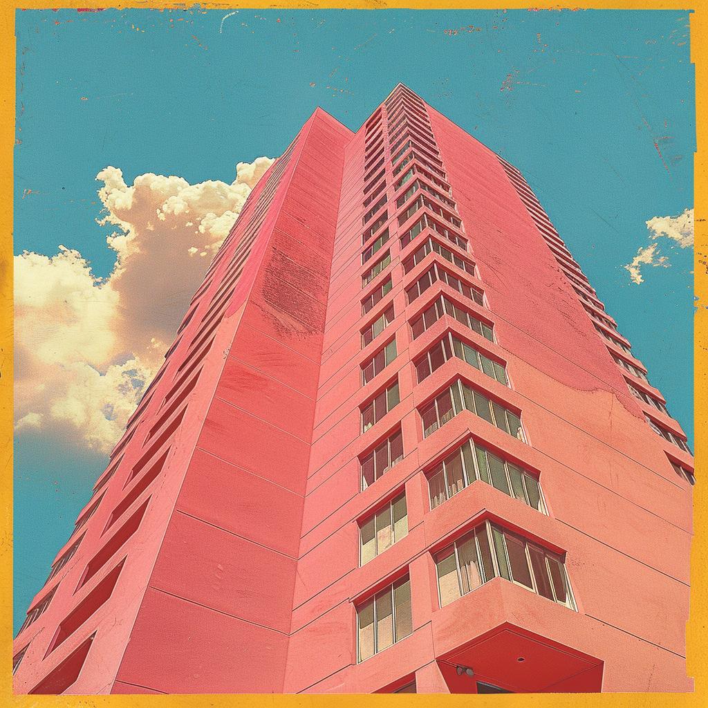 surreal  album  cover  skyscraper  building  pink  sky  colorful  art  creative 978470