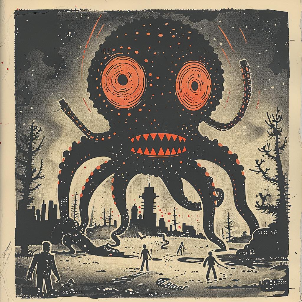 octopus  poster  dark  gouache  illustration  art  sci-fi  vintage  composition  design 922162