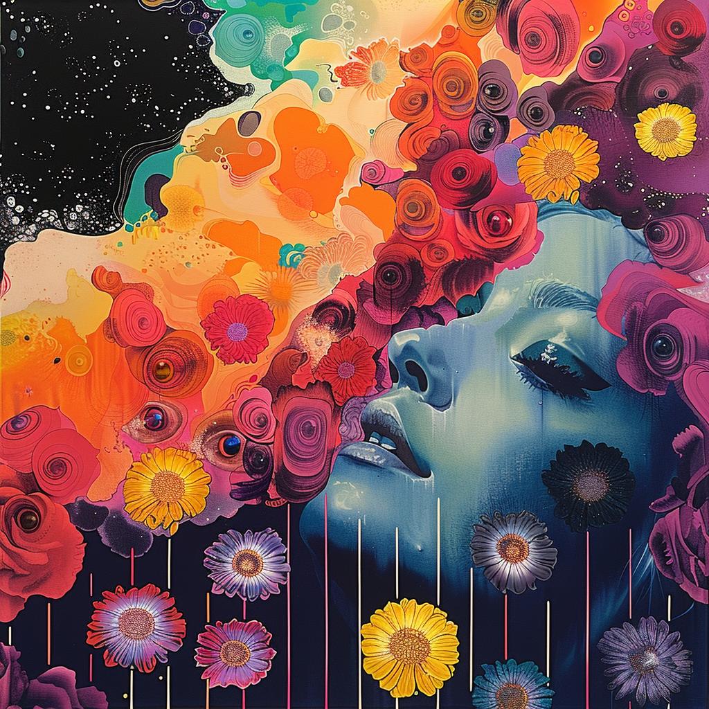 woman  flowers  hair  portrait  painting  vibrant  natural  delicate  beauty  artistry 950693