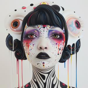 غطاء رأس مكياج نسائي، رسم فني ملون، تصميم إبداعي خيالي، 1073423