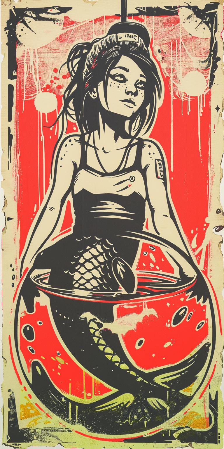 poster  woman  fish  lightbulb  art  fantasy  colorful  illustration  surreal  whimsical 940576