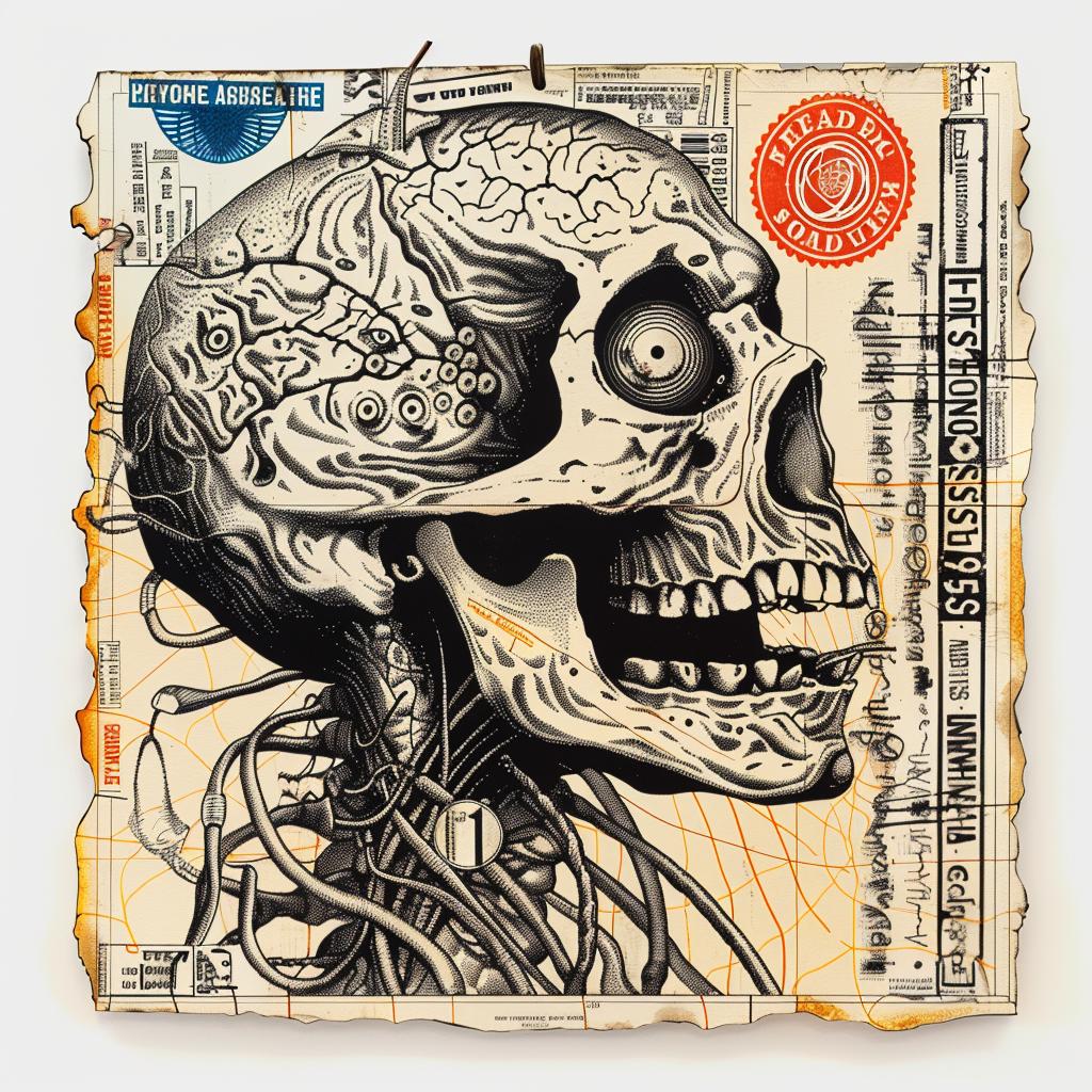 skull  paper  newspaper  art  dark  realism  graphic  stylized  illustration  unique 1015541