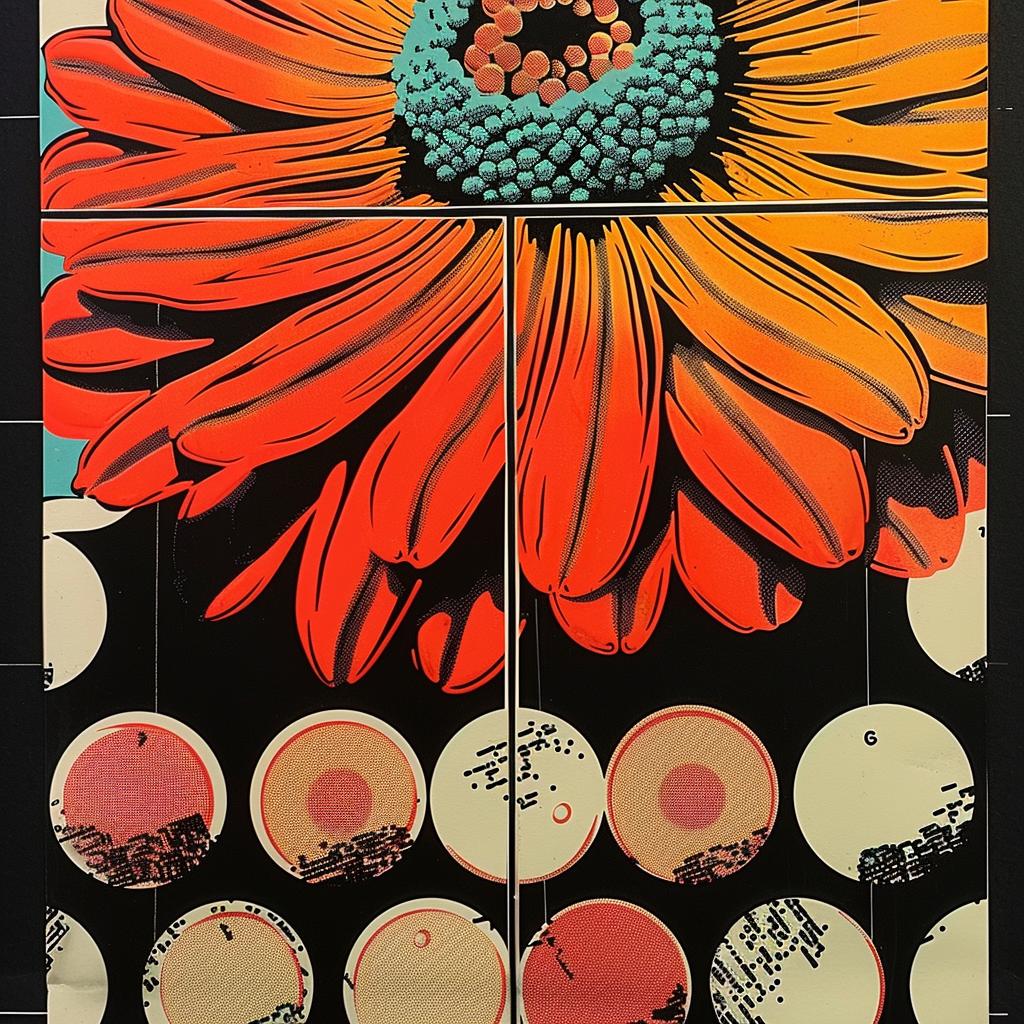 flower  orange  collage  circles  graphic  design  colorful  abstract  vibrant  details 968002