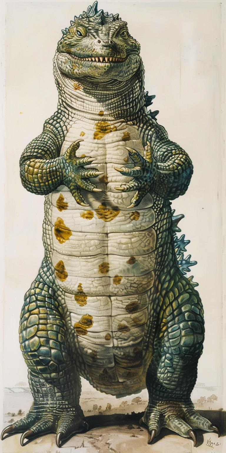 godzilla  portrait  white  Codex  illustration  monster  figure  fullbody  character  painting 971347