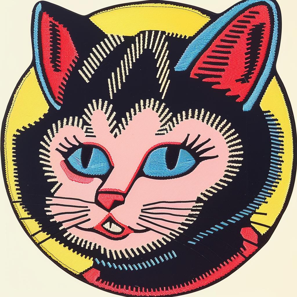 cat  blue  eyes  red  nose  streetwear  patch  chenille  funny  character 961475