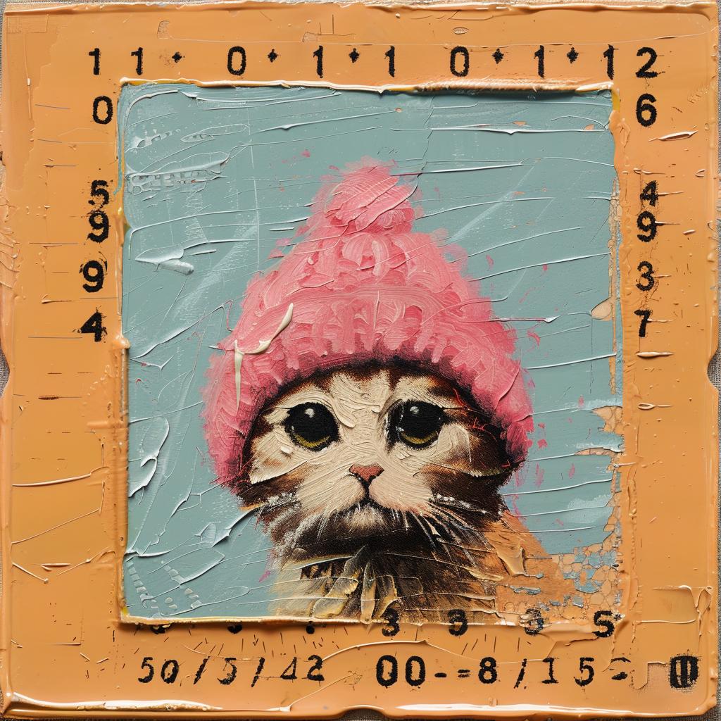 encaustic  paint  impasto  cat  pink  hat  Joan  Cornella  colorful  vibrant 1015912