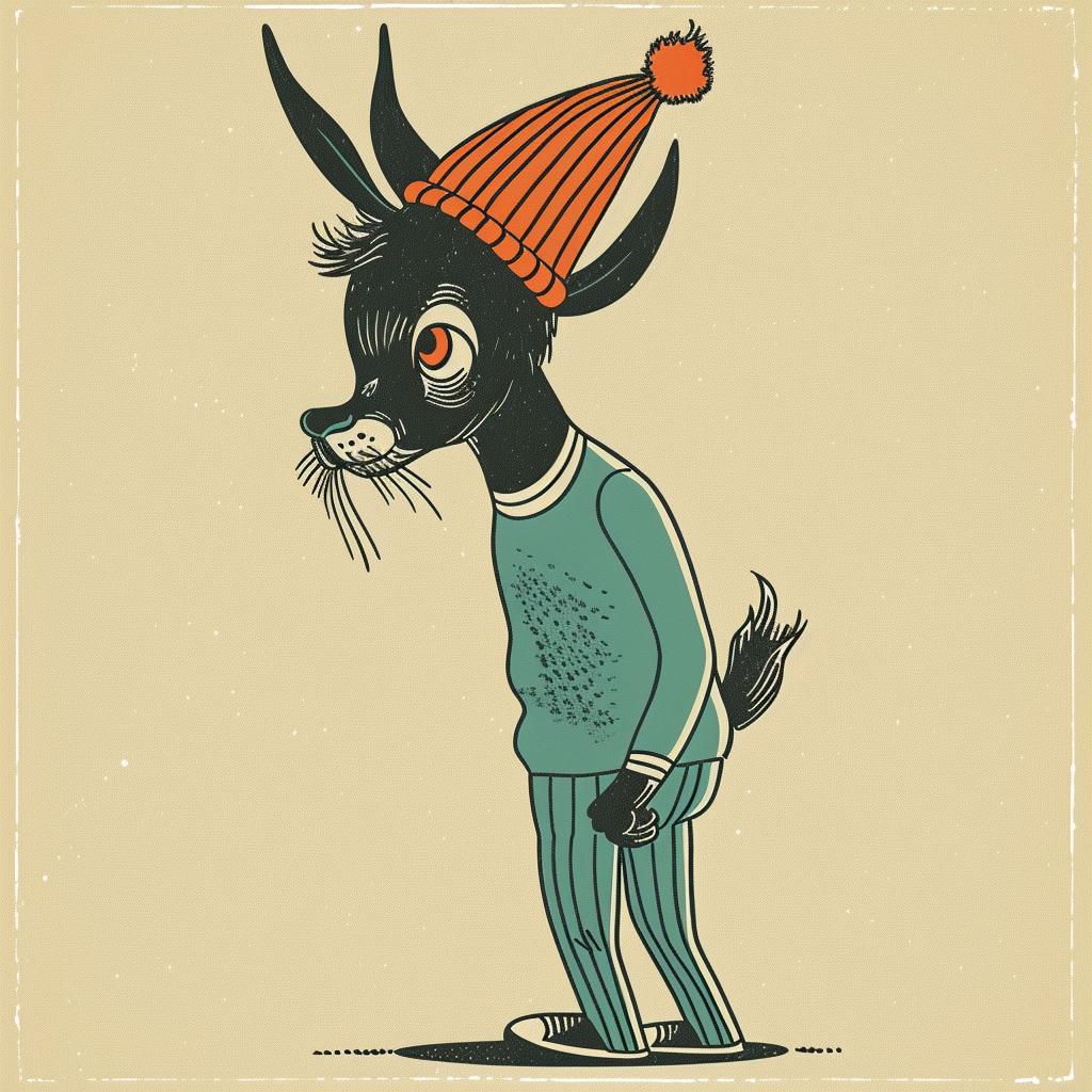 donkey  hat  sweater  streetwise  aggressive  character  animal  minimal  urban  illustration 959501