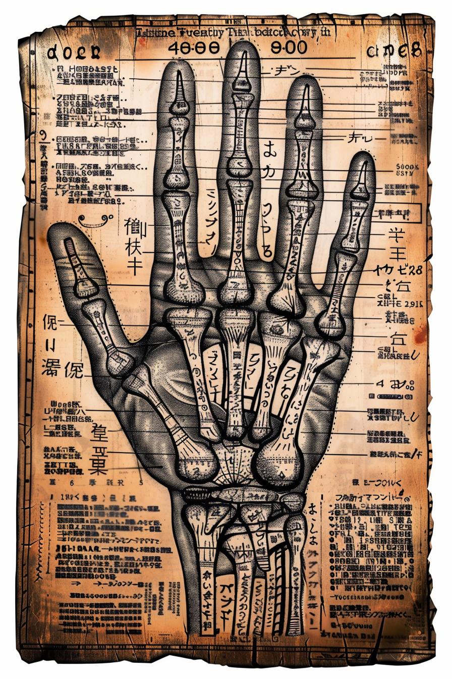 vintage  chart  hand  anatomy  Japanese  bones  old  medical  illustration  art 943284