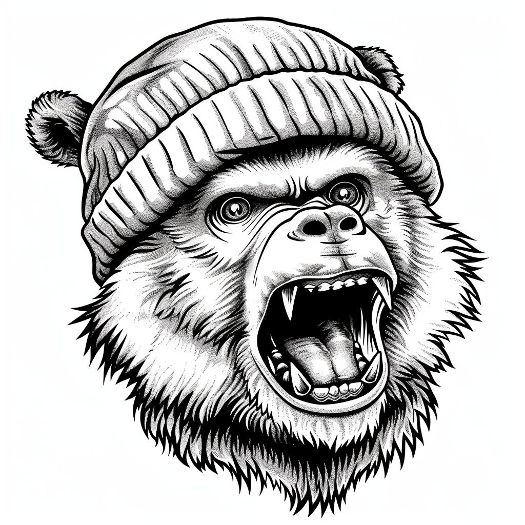 aggressive  anthropomorphic  animal  bear  blackandwhite  drawing  knitted  hat  minimal  style 959254