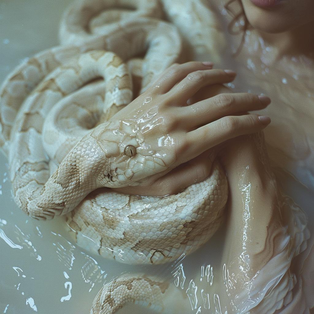 editorial  Sofia  Coppola  woman  bathtub  snake  whimsical  mysterious  composition  soft 960167