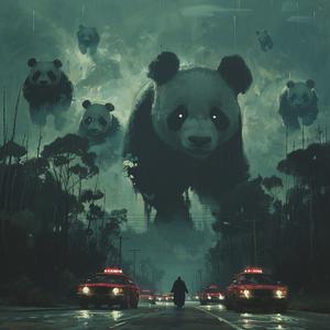 panda bear car road ominous occult Simon Stalenhag Lorser Feitelson 1079984