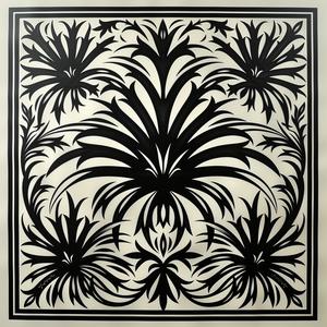palm  tree  black  white  pattern  album  cover  Obey  linocut  design 1078976