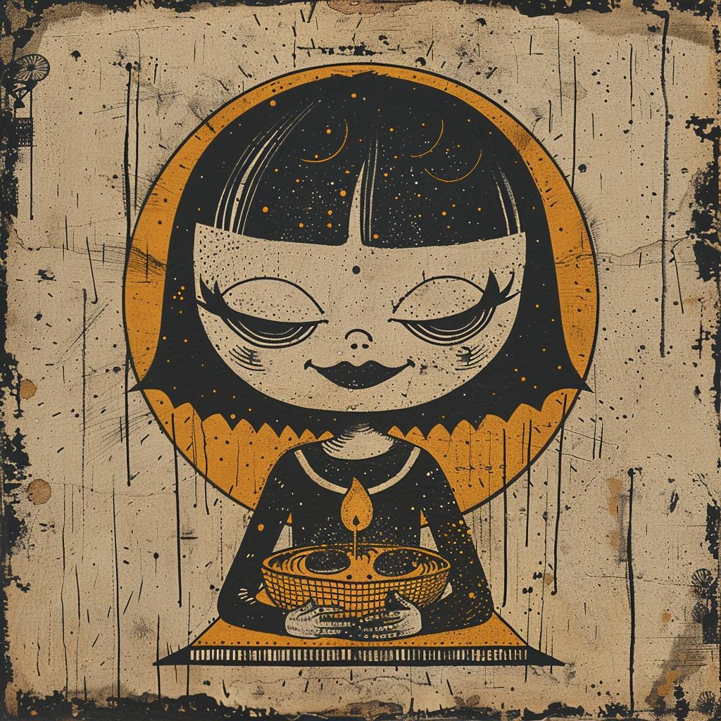 provocative  art  girl  bowl  food  dark  occult  illustration  style  unique 928489