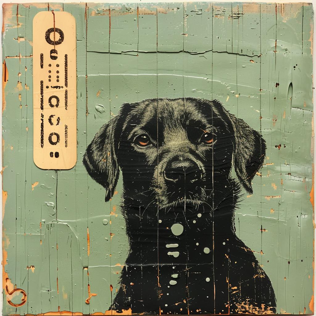 encaustic  impasto  dog  labrador  wall  black  textured  portrait  realistic  artwork 967130