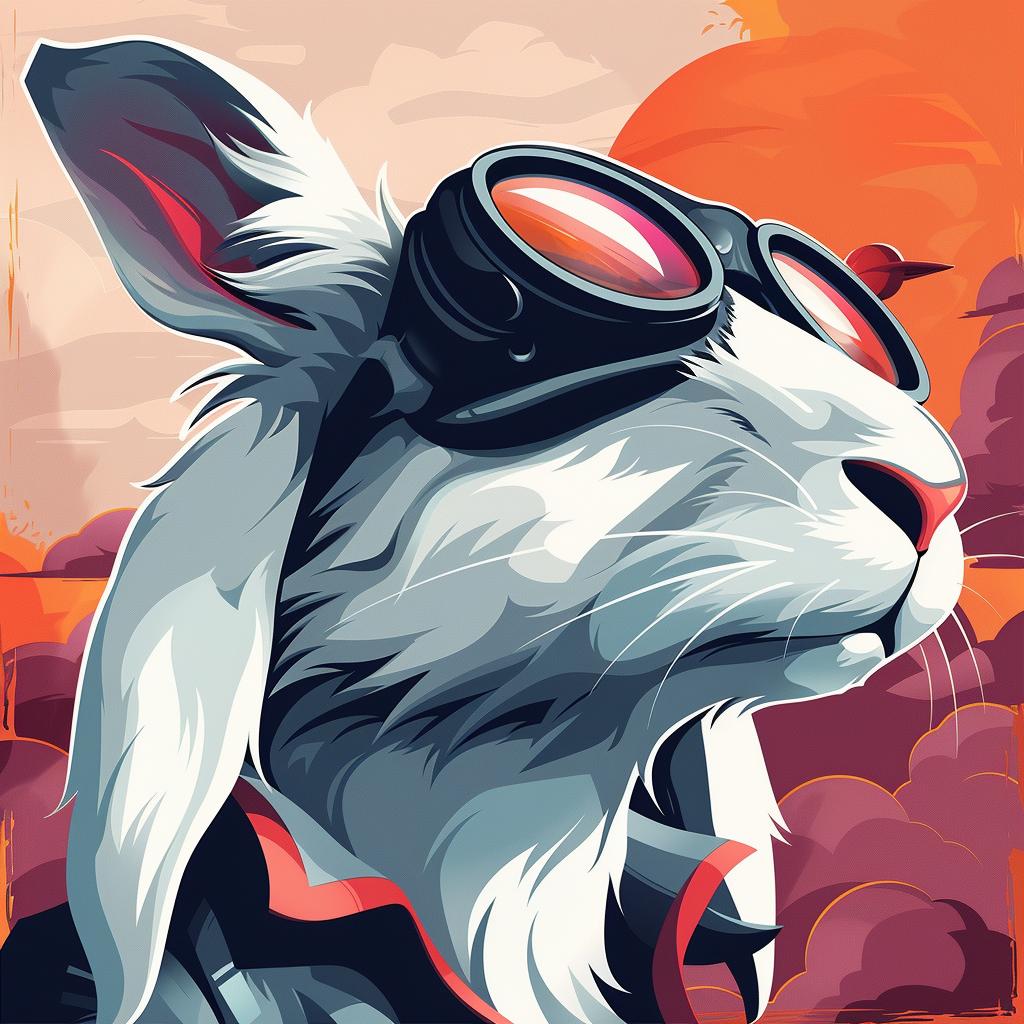 rabbit  goggles  white  background  stylized  red  shirt  cute  animal  illustration 1026189