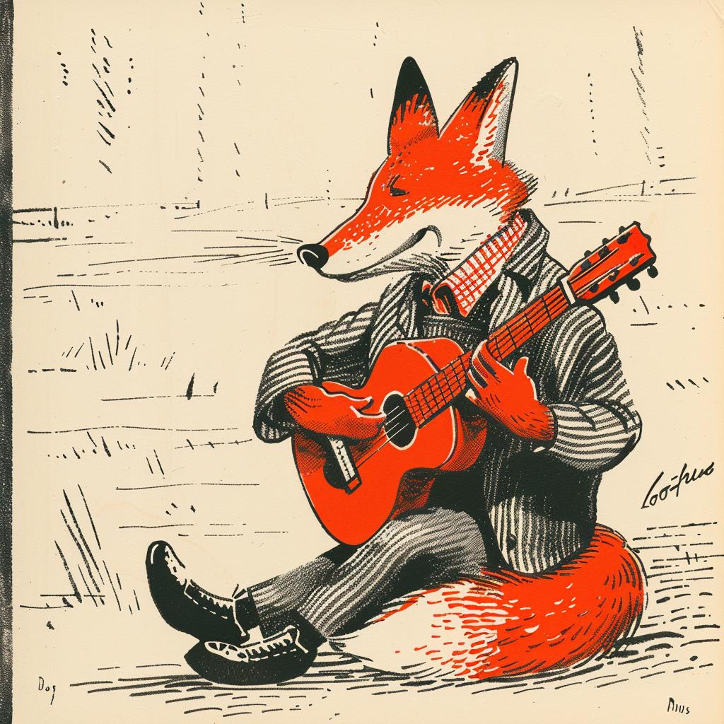 fox  guitar  Moebius  whimsical  playful  illustration  animal  music  character  art 922554