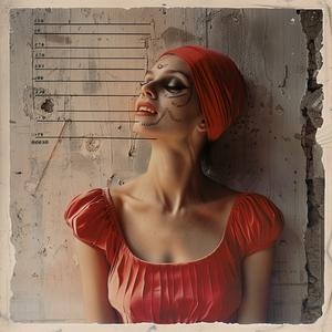 woman  red  dress  leaning  graphic  portrait  bold  style  elegant  fashion 1061013
