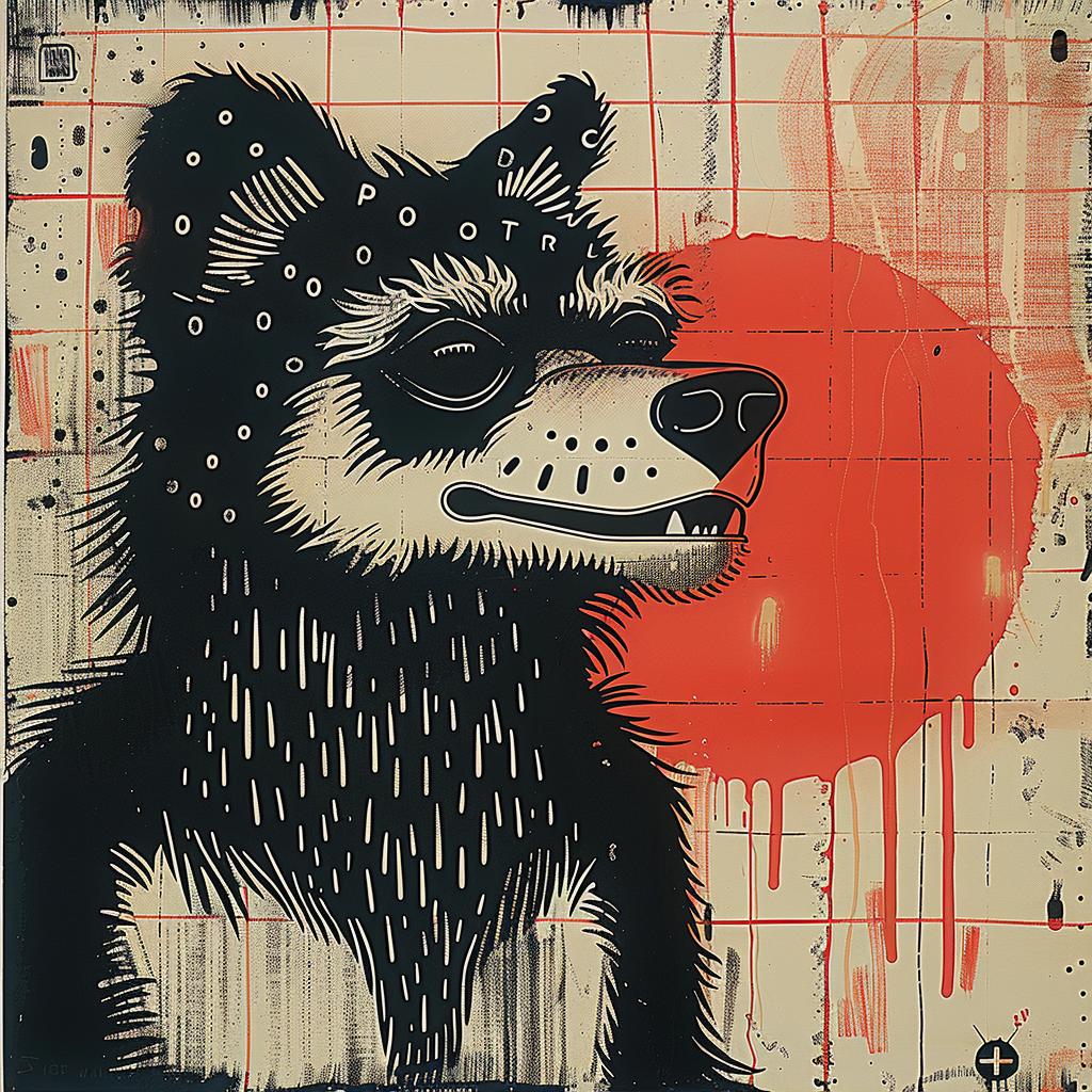 bear  painting  sun  red  background  colorful  animal  vivid  art  expressionist 950296