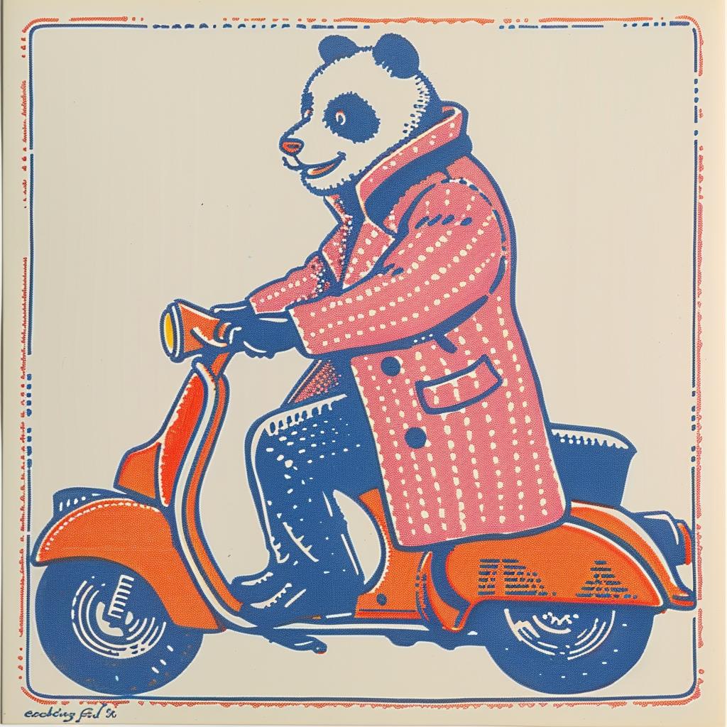 panda  scooter  coat  surreal  lighting  glow  natural  art  volumetric  design 962928