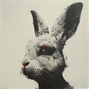 surreal  rabbit  red  eyes  painting  hybrid  furry  symbolist  risograph  creative 1077401