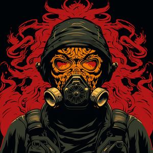 hazmat  worker  mask  symmetrical  design  red  flames  flowers  badge  cool 1078825