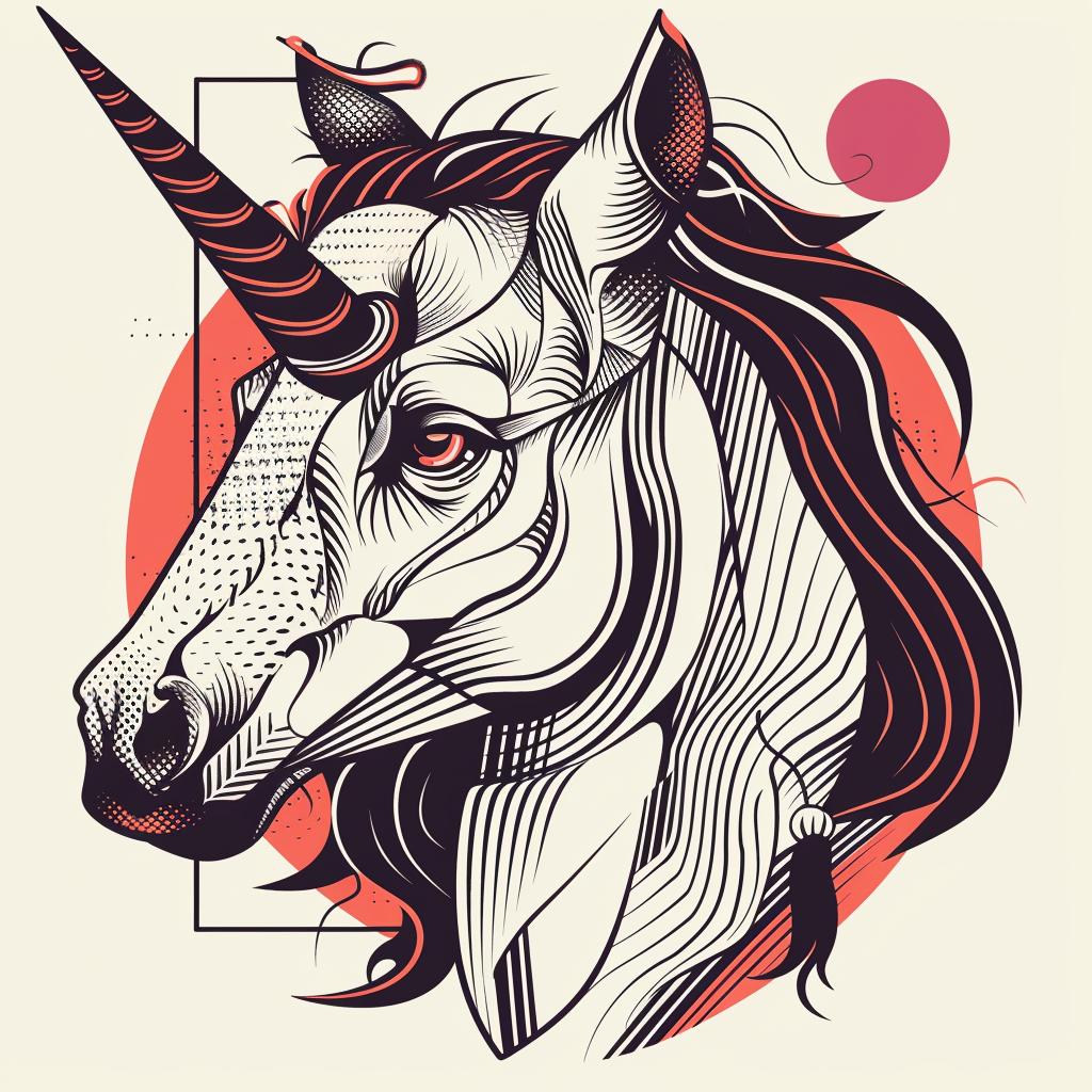 mythical  creature  hybrid  unicorn  fantasy  art  illustration  whimsical  halftone  colorful 939605