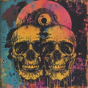 surreal  skulls  colorful  splash  dark  occult  technicolor  symbolist  Risograph  screenprinting 1078693