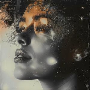 woman  starry  face  black  background  glitter  art  expression  colorful  surreal 1060671
