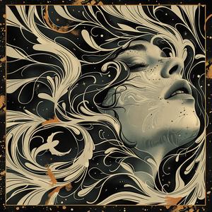 surreal  album  cover  high-detailed  screenprinting  woman  flower  hair  frame  art 1079509