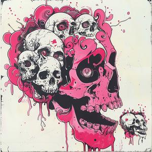 album  cover  skull  surreal  chaos  abstract  colorful  creative  symbolism  Risograph 1078262