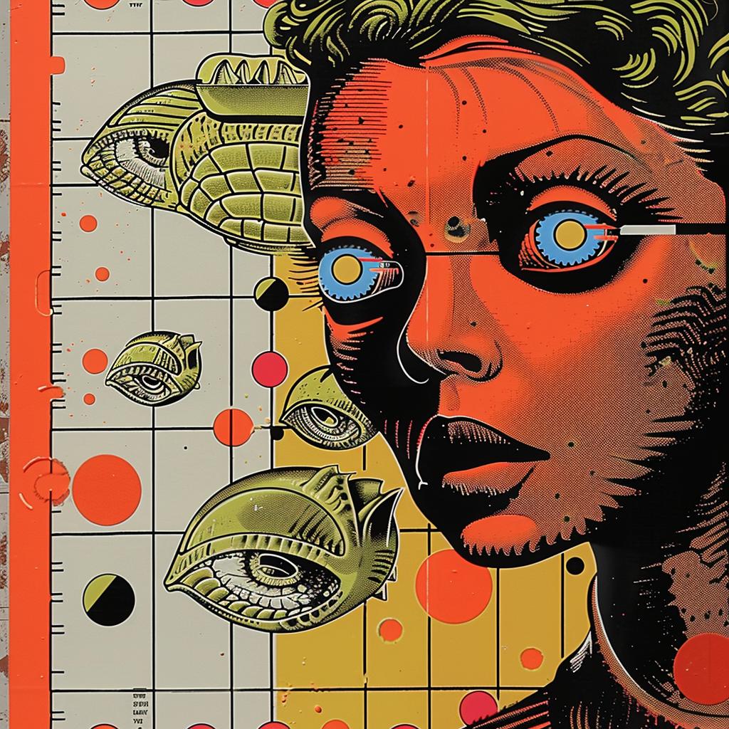 poster  woman  big  eyes  red  background  graphic  art  vibrant  colorful 951251