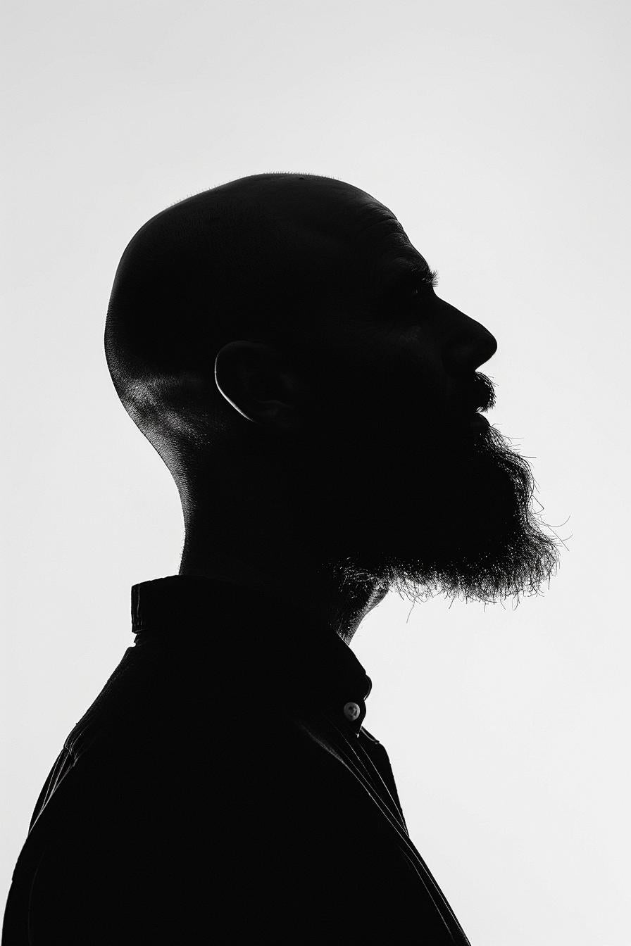 photograph  silhouette  man  beard  bald  black  shirt  white  background  contrast 953961