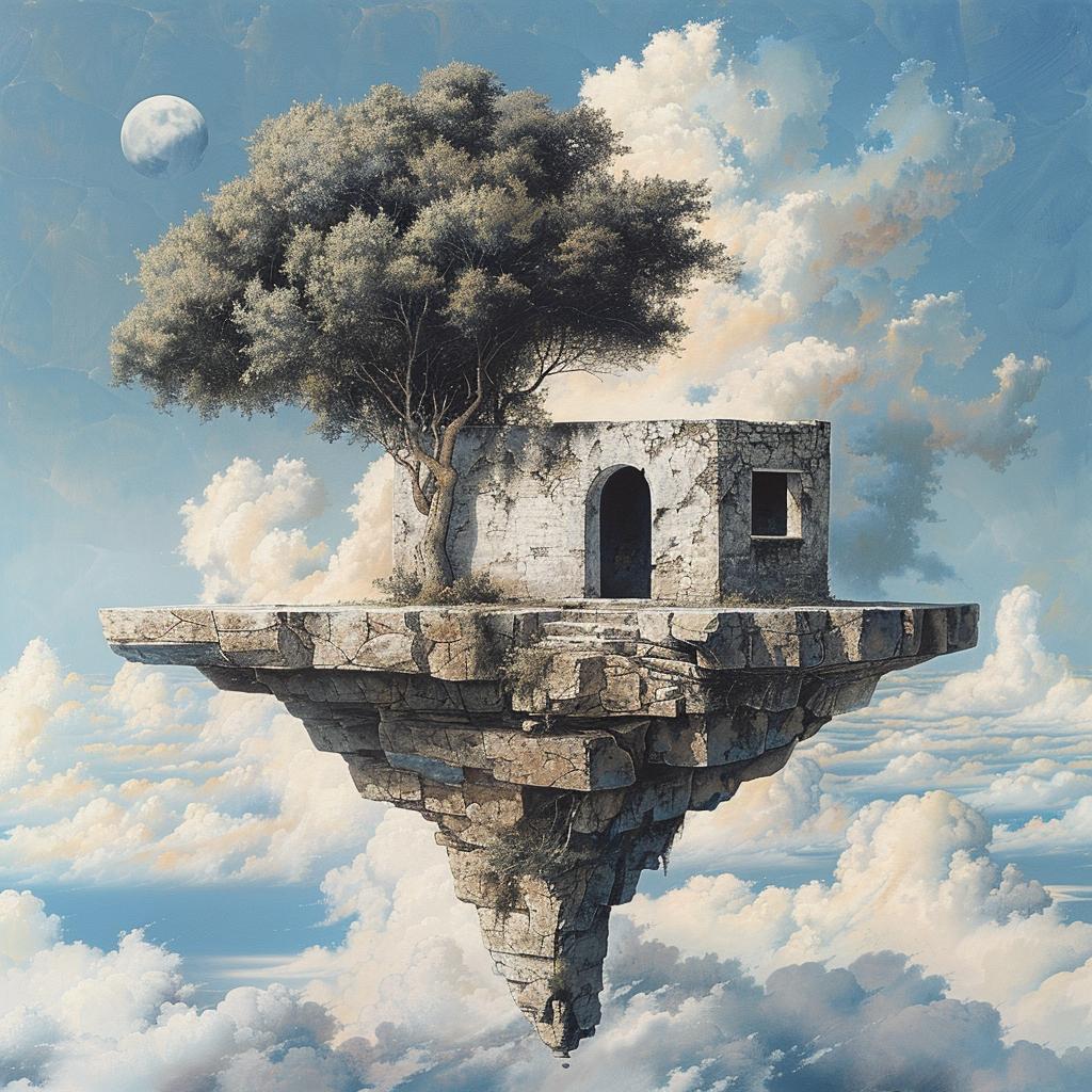 surrealism  tree  island  floating  dream  nature  abstract  peaceful  whimsical  fantasy 970991