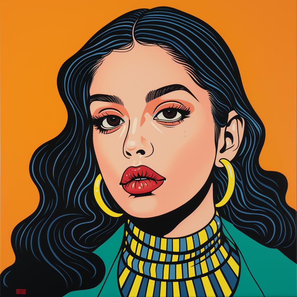 latina  woman  painting  longhair  earrings  colorful  stylized  portrait  feminine  vibrant 1024161