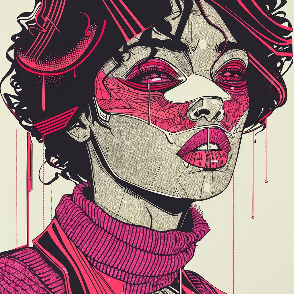 PopArt  woman  pinkMakeup  pinkScarf  HalleBerry  TroyBrooks  artistic  vividColors  dripping  whiteBackground 939264